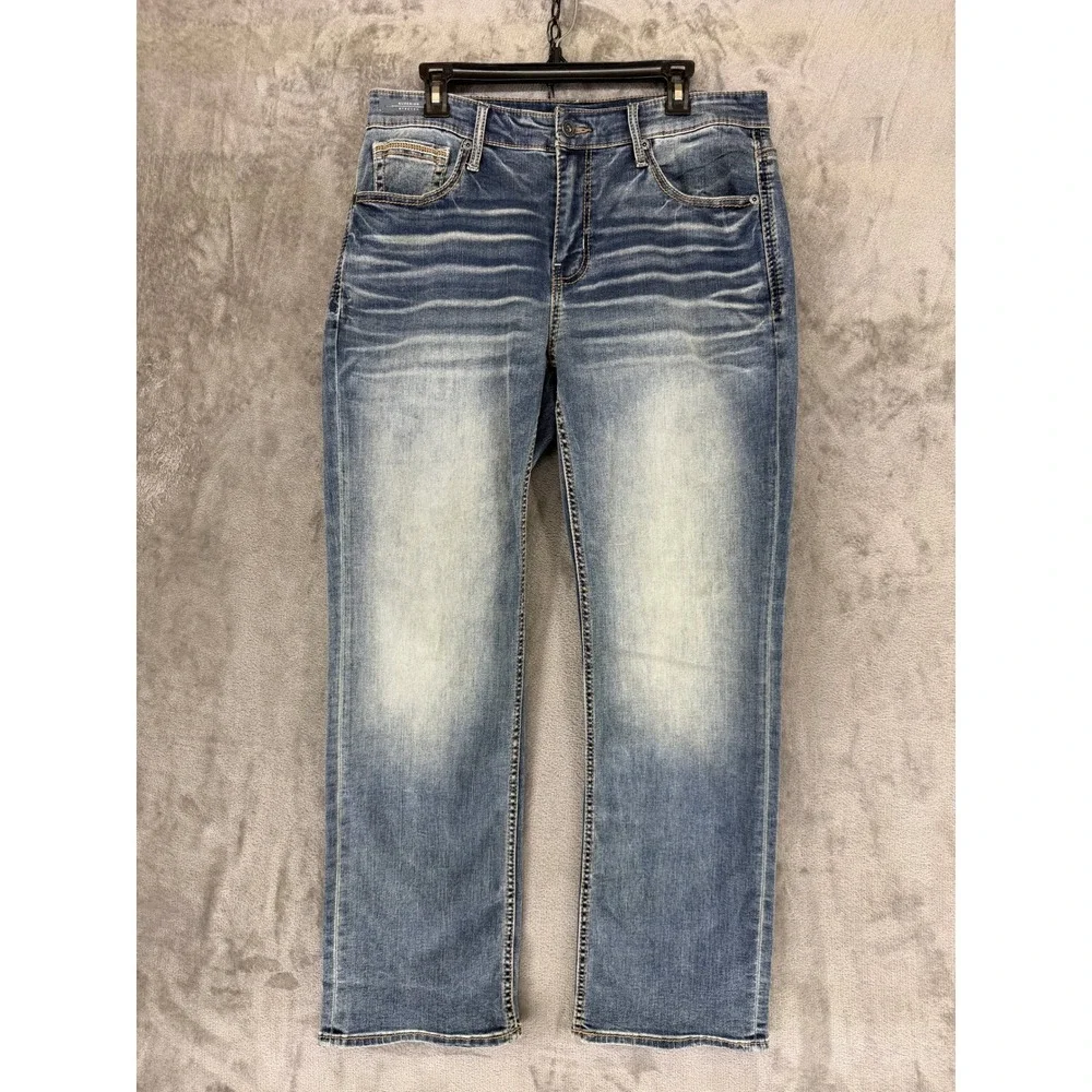 BKE Jake‎ Straight Leg Medium Wash Superior Stretch Jeans Mens 34x32 GBS15544